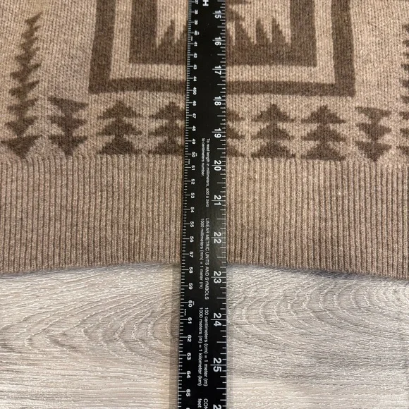Pendleton Harding Southwestern Geometric Tan Brown Wool Sweater Women’s Medium - Picture 8 of 9